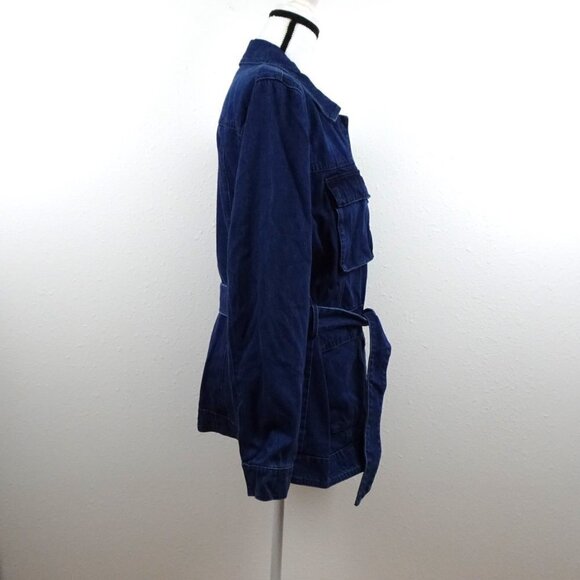 Levi's Denim Jean Jacket Women's Size XL Blue Belted Pockets Chore Coat Cotton - Picture 8 of 12